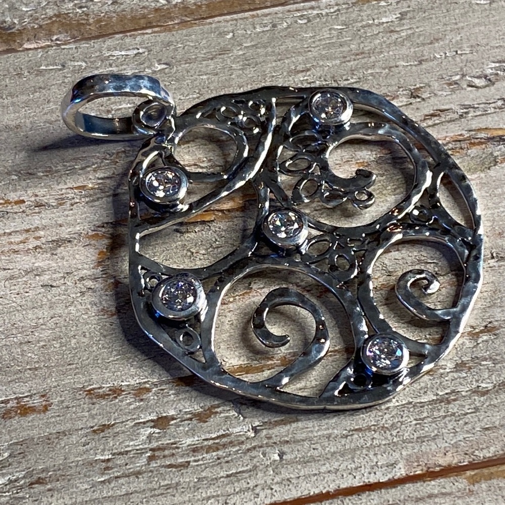 Grace & Heart G&H FANTASY Pendant .925 Sterling Silver/CZ 2” P1752-SS STUNNING